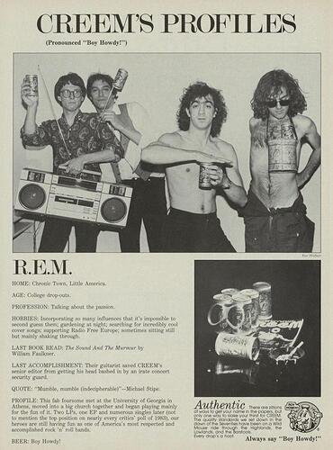 REM CREEM's Profiles October 1984 by Ron Wolfson